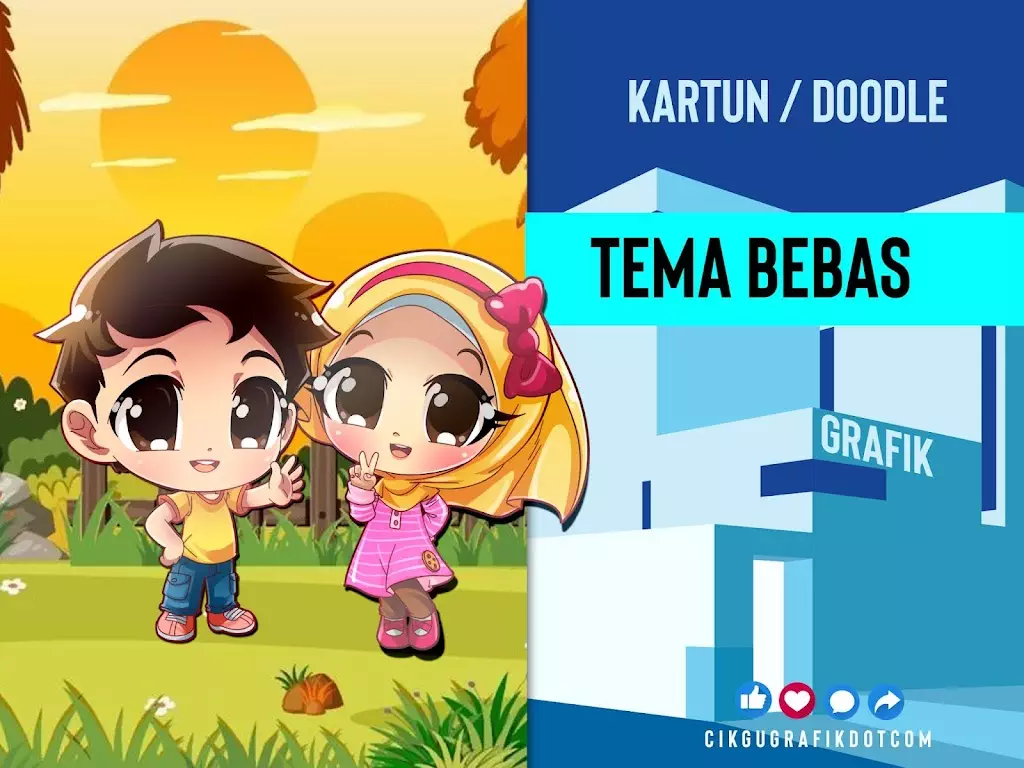 Gambar Kartun Doodle Budak Lelaki Dan Perempuan Tema Bebas Cikgugrafik 