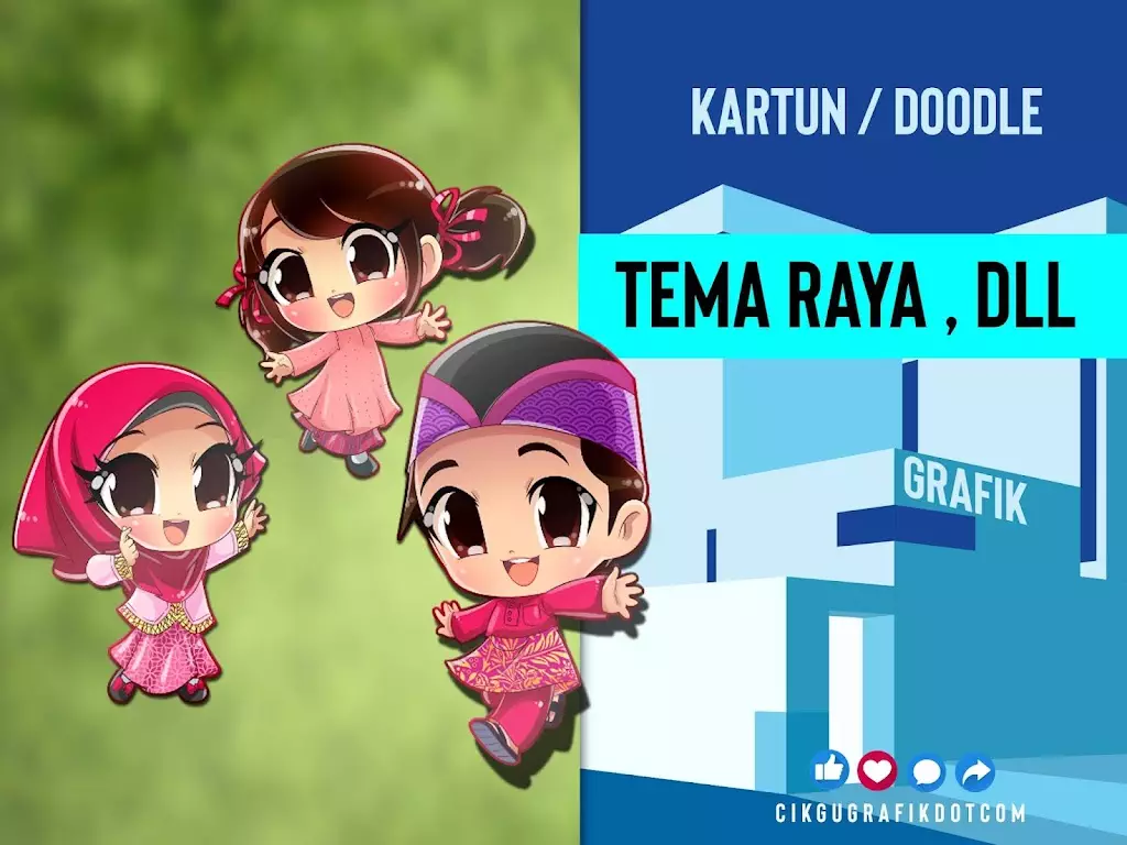 Gambar Kartun Comel Lelaki Dan Perempuan Tema Raya Cikgugrafik